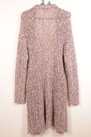 Long knitted open-front cardigan