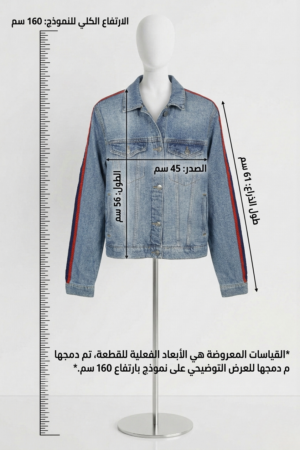 DF Jeans Light Wash Denim With Red & Navy Arm stripes