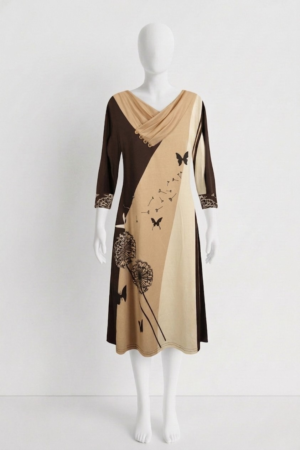 long - sleeve printed tunic dress